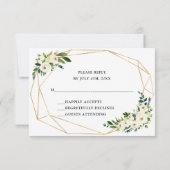 White Florals RSVP-kaarten voor bruiloft RSVP Kaartje (Achterkant)