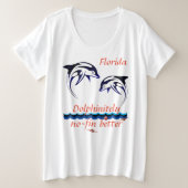 White Florida met Dolphins Grote Maat T-shirt (Design voorkant)