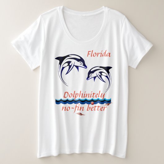 White Florida met Dolphins  Grote Maat T-shirt (Design voorkant)