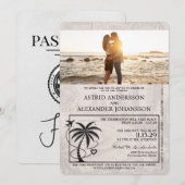 White Florida Passport Uitnodiging voor een bruilo (Voorkant / Achterkant)