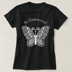 White Flourish Butterfly Inspirerend Message T-shirt