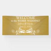 White Flourish on Gold Metallic Wedding Banner (Horizontaal)