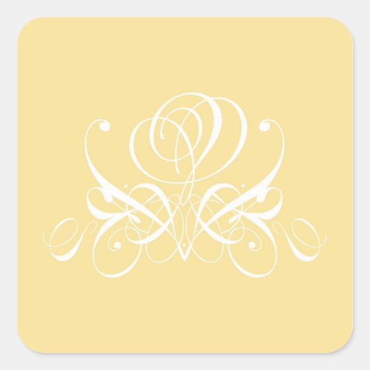White Flourish Roos Design Vierkante Sticker (Voorkant)