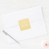 White Flourish Roos Design Vierkante Sticker (Envelop)