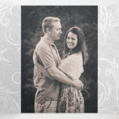 White Flourish Wedding Drieluik Uitnodiging (Binnenkant midden)