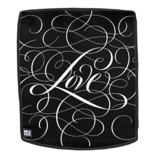 White Flourty Love Calligraphy Script Lettering Rugtassen