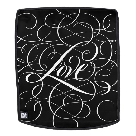 White Flourty Love Calligraphy Script Lettering Rugtassen (Verwijderbaar gezicht)