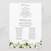 White Flower and Green Wreath Wedding Program Kaar Programmakaart (Achterkant)