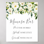 White Flower and Greenery Mimosa Bar Sign Poster (Voorkant)