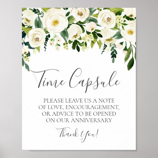 White Flower and Greenery Wedding Time Capsule Sig Poster (Voorkant)