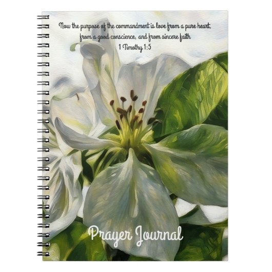 White Flower Art Prayer Journal Bijbelvers Notitieboek (Voorkant)