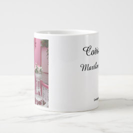 White Flower Basket on Pink - Martha's Vineyard Grote Koffiekop