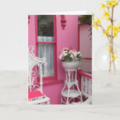 White Flower Basket on Pink - Martha's Vineyard Kaart (Gele Bloem)