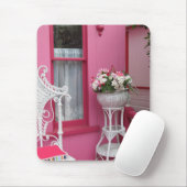 White Flower Basket on Pink - Martha's Vineyard Muismat (Met muis)