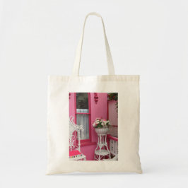 White Flower Basket on Pink - Martha's Vineyard Tote Bag