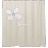 White Flower Beige Shower Curtain Douchegordijn (Voorkant)
