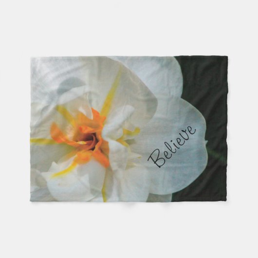White Flower Blanket Fleece Deken (Voorkant (Horizontaal))