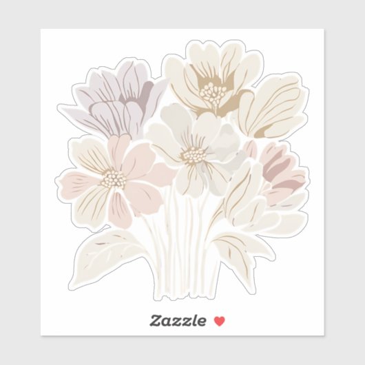 White Flower Bouquet Sticker (Vel)
