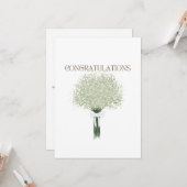 White Flower Bouquet Wedding Gefeliciteerd Kaart (Voorkant / Achterkant in situ)