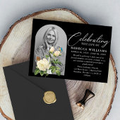 White Flower Calligrafie Viering van het leven Kaart