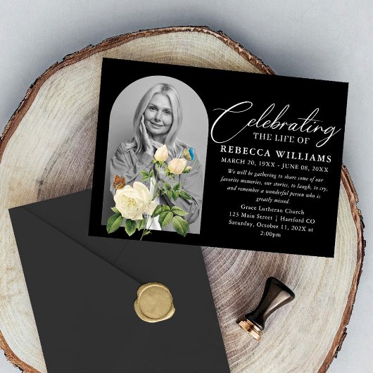 White Flower Calligrafie Viering van het leven Kaart