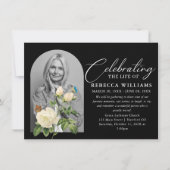 White Flower Calligrafie Viering van het leven Kaart (Voorkant)