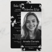 White flower Celebration of Life Photo Card Kaart (Voorkant / Achterkant)