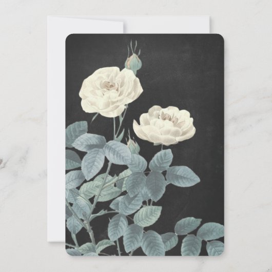 White  Flower Chalkboard Wedding Invitation Kaart (Achterkant)