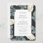 White  Flower Chalkboard Wedding Invitation Kaart (Voorkant)