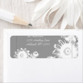 White  Flower Charcoal Return Address Label (Insitu)