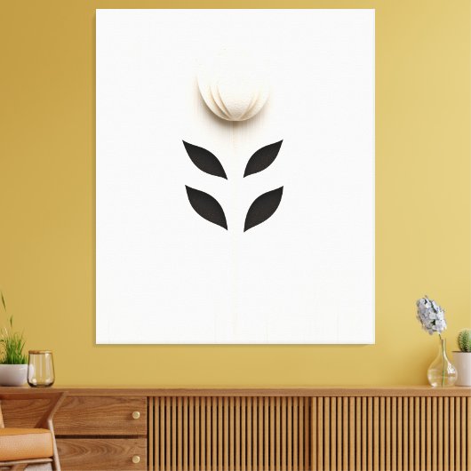 White Flower Design Canvas Afdruk (Insitu (Woonkamer))