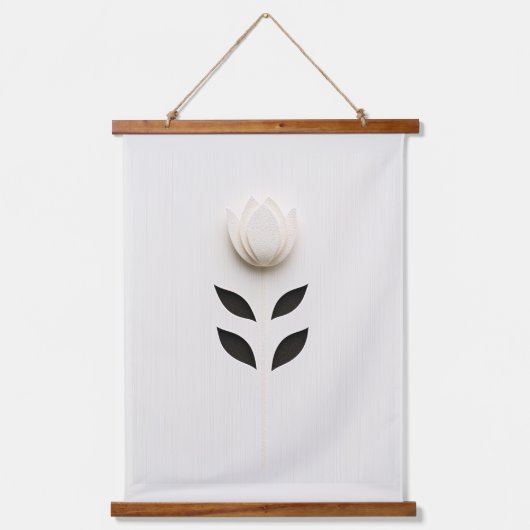 White Flower Design Hangend Wandkleed (Voorkant)