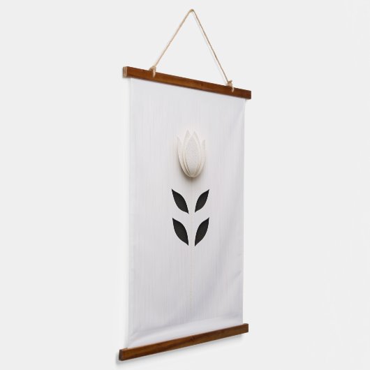 White Flower Design Hangend Wandkleed (Gebogen)