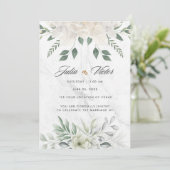 White Flower design Wedding Invition Kaart (Staand voorkant)