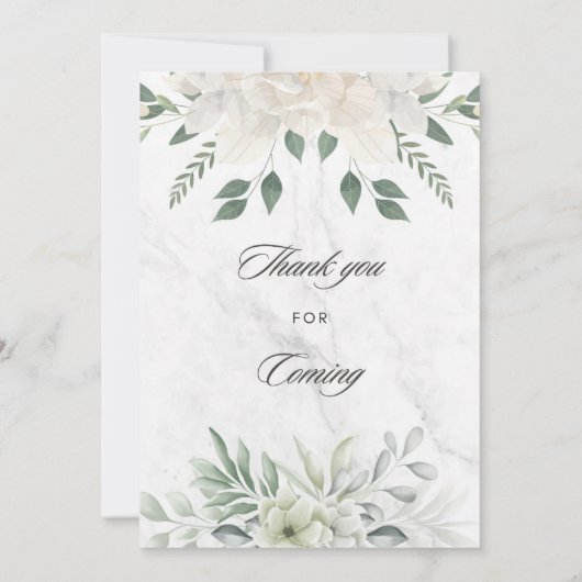 White Flower design Wedding Invition Kaart (Achterkant)