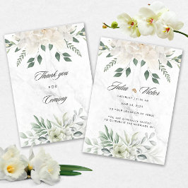 White Flower design Wedding Invition Kaart