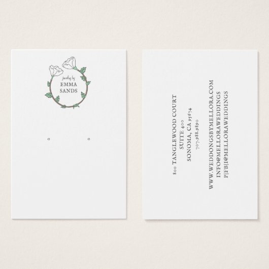 White Flower Earning Jewelry Display Card Visitekaartje (Voorkant /achterkant)