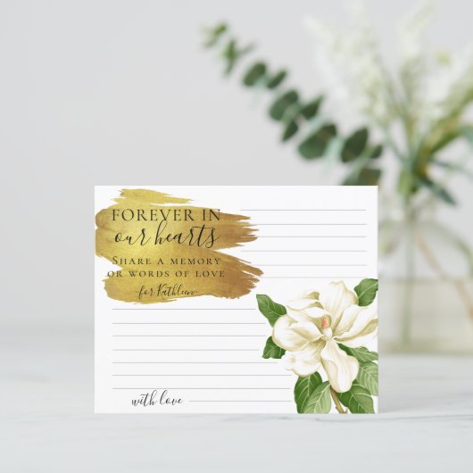 White Flower Elegant Share a Memory Funeral Kaart (Staand voorkant)