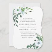 White Flower Elegant Summer Greenery Invitation Kaart (Voorkant)