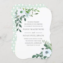 White Flower Elegant Summer Greenery Invitation