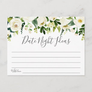 White Flower en Green Date Night Ideas Kaarten