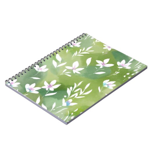 White Flower Fields | Elegant Spring Floral  Notitieboek (Linkerzijde)