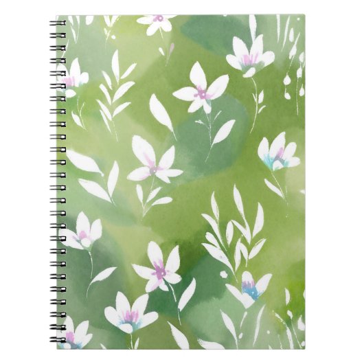 White Flower Fields | Elegant Spring Floral  Notitieboek (Voorkant)