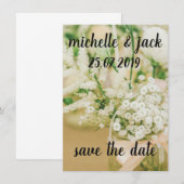 White Flower Floral Save the Date Invitations Kaart (Voorkant / Achterkant)