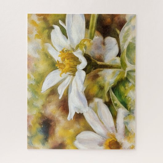 White Flower Garden Art Puzzel (Verticaal)