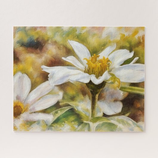 White Flower Garden Art Puzzel (Horizontaal)