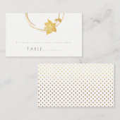 White Flower Gold Small Polka Dots Table Kaart Plaatskaartje (Voorkant / Achterkant)