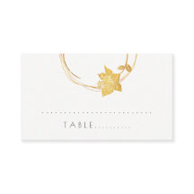 White Flower Gold Small Polka Dots Table Kaart