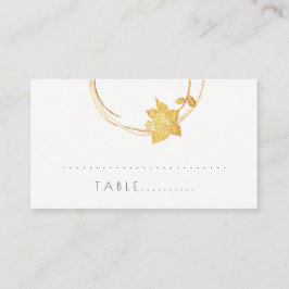 White Flower Gold Small Polka Dots Table Kaart Plaatskaartje