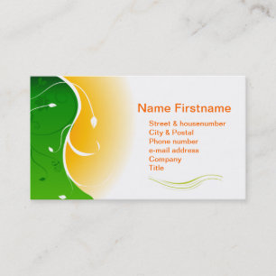 White flower Green Grass met Oranje Sunny Sunset Visitekaartje